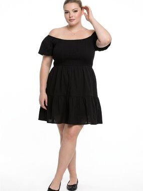 Women’s Time and Tru Spade Midi Off Shoulder Dress Black Size 20 XXL